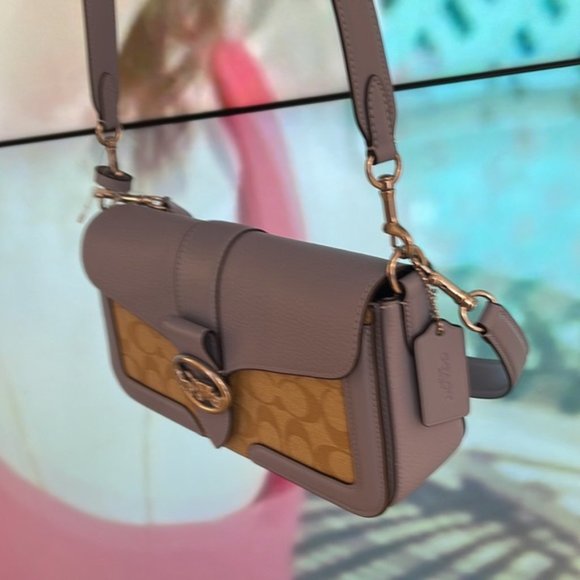 Coach Georgie Shoulder Bag In Signature Canvas Light Khaki / Marble Blue - Picture 6 of 16